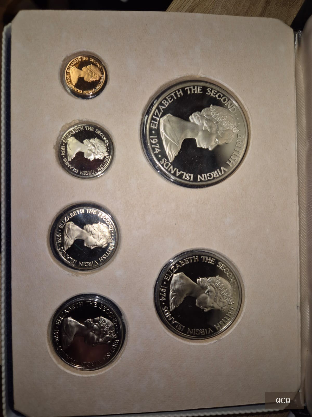 Photo principale de Coffret Proof Îles Vierges britanniques 1974 – 6 pièces Franklin Mint – 1 dollar argent
