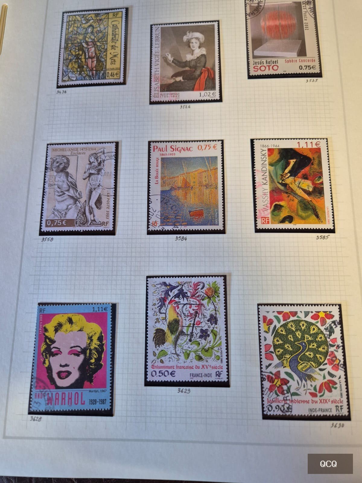Photo 2 de Gros classeur collection de timbres France – Beaux-Arts / Peinture – nombreux timbres anciens oblitérés – classés Yvert