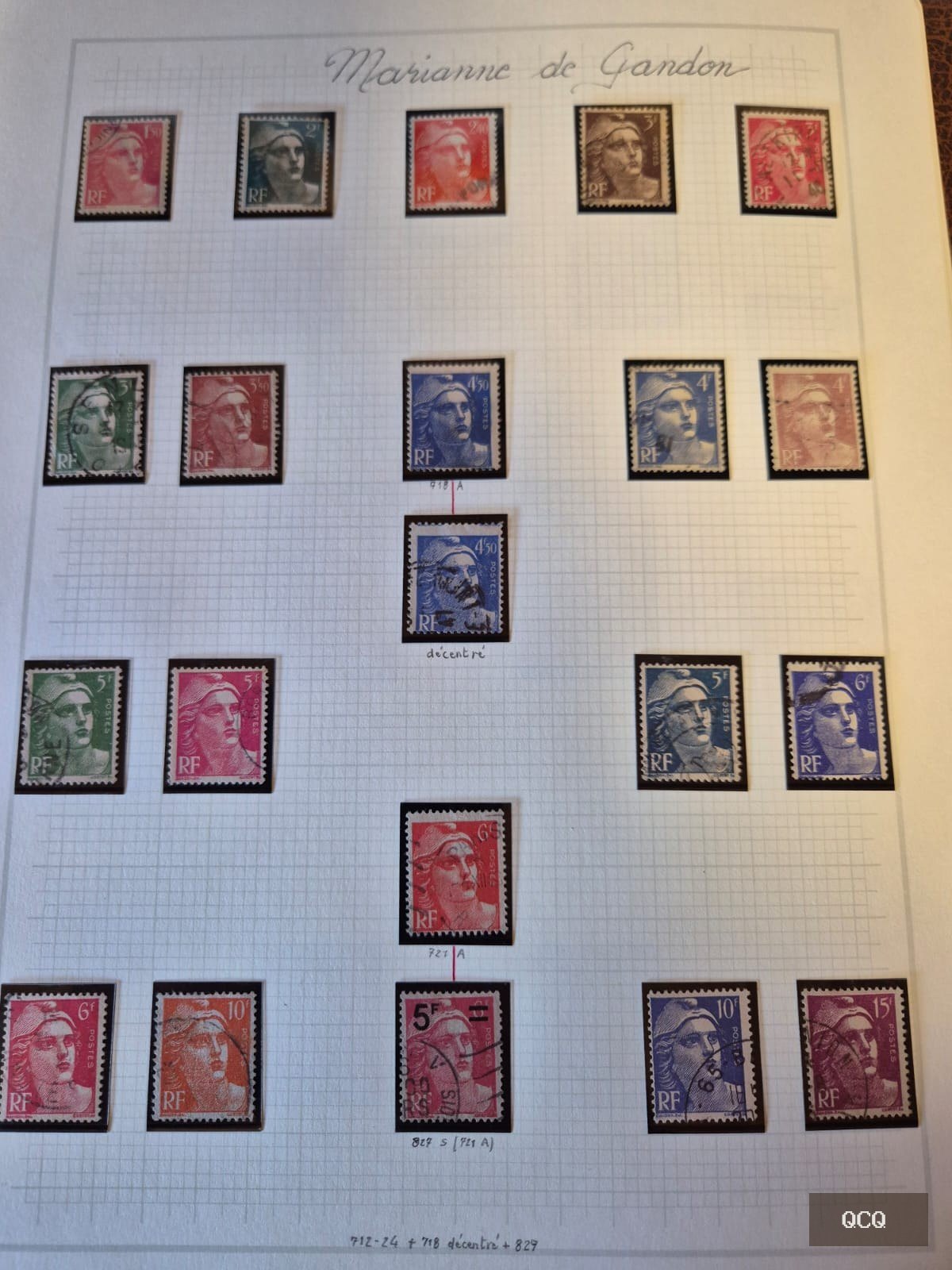 Photo 3 de Gros classeur collection de timbres France – Beaux-Arts / Peinture – nombreux timbres anciens oblitérés – classés Yvert