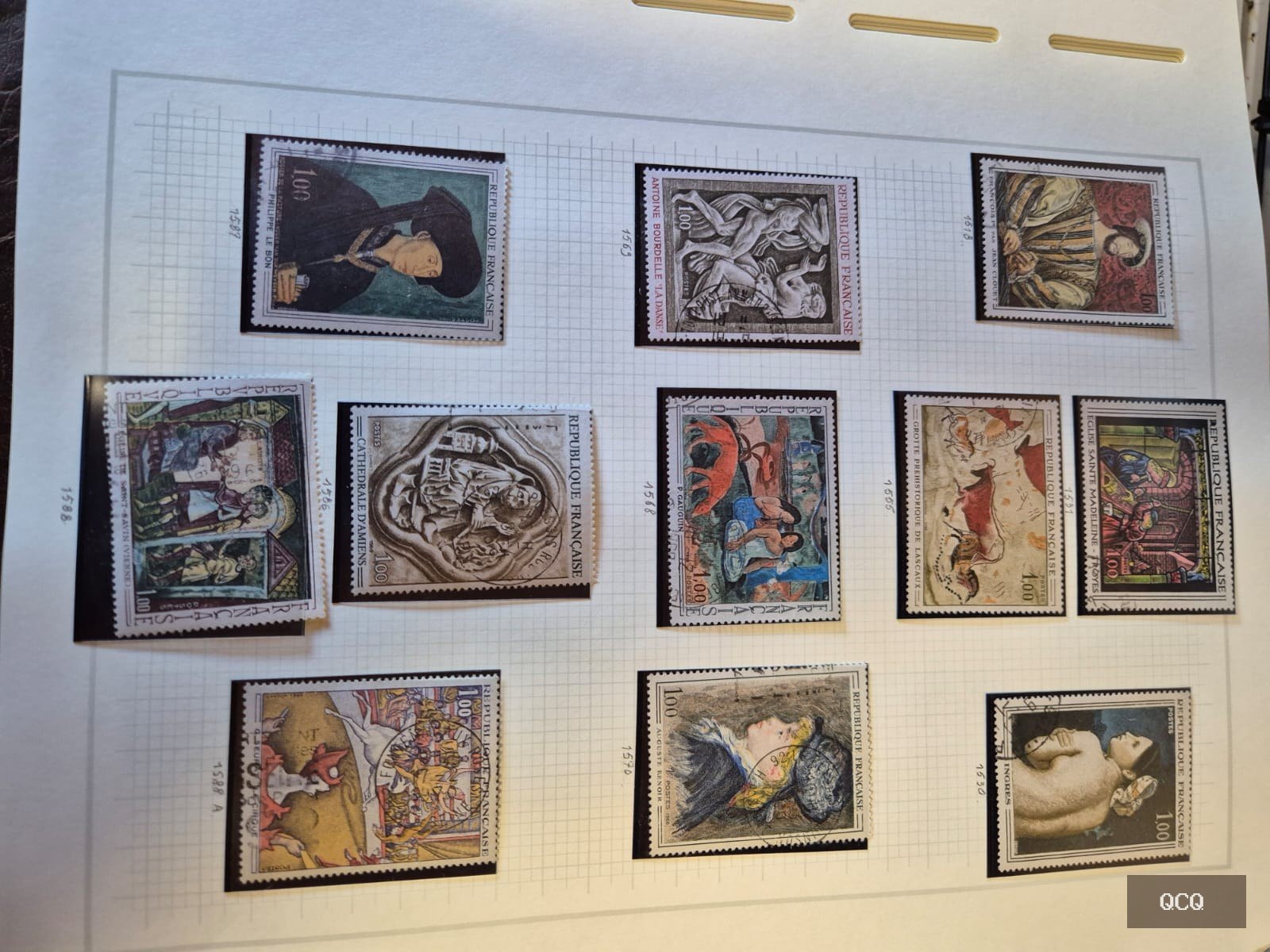 Photo 5 de Gros classeur collection de timbres France – Beaux-Arts / Peinture – nombreux timbres anciens oblitérés – classés Yvert