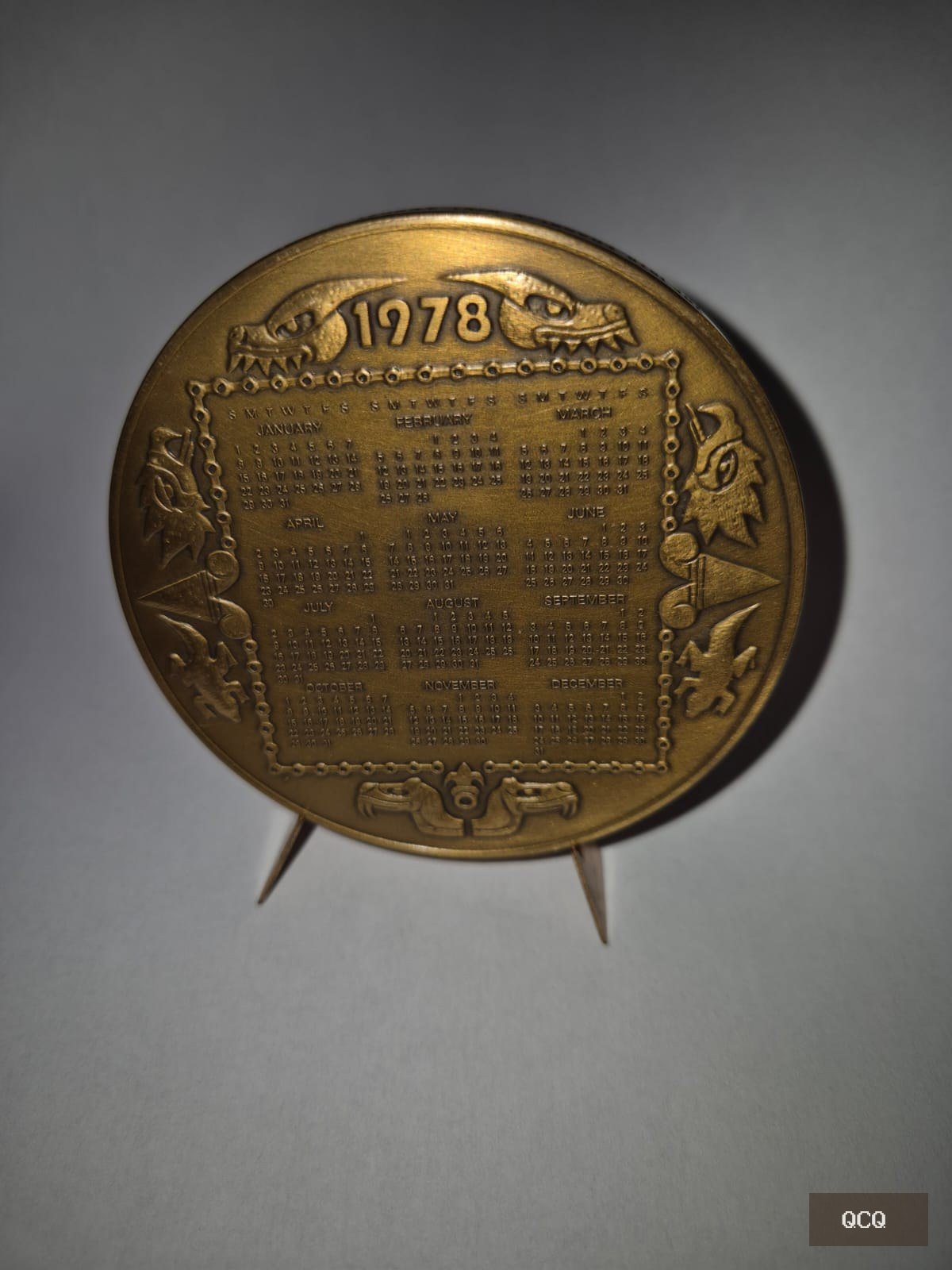 Photo 4 de Franklin Mint – Médaille calendrier aztèque 1978 en bronze massif